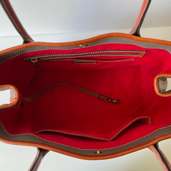 Dooney & Bourke pebbled leather tote, snap closure, color: gray and cognac - Picture 6 of 10